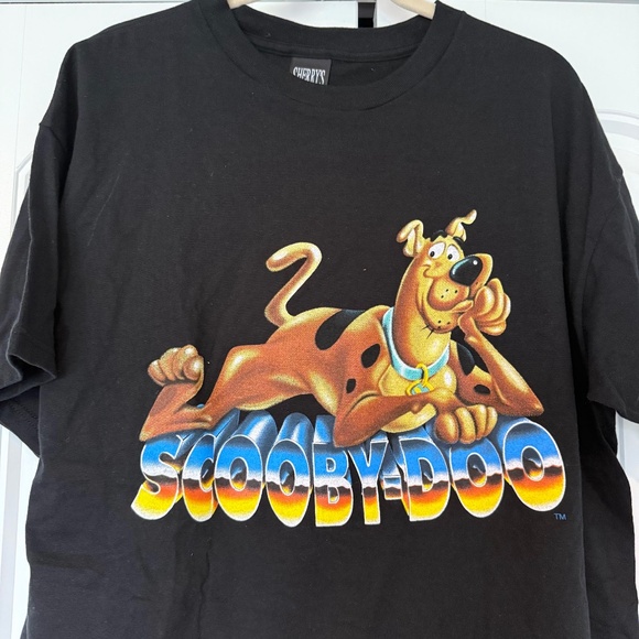 Rare New Vintage 1990s Black 3-D Lettering Scooby Doo T-Shirt 90s Y2K NOS XL - Picture 1 of 4